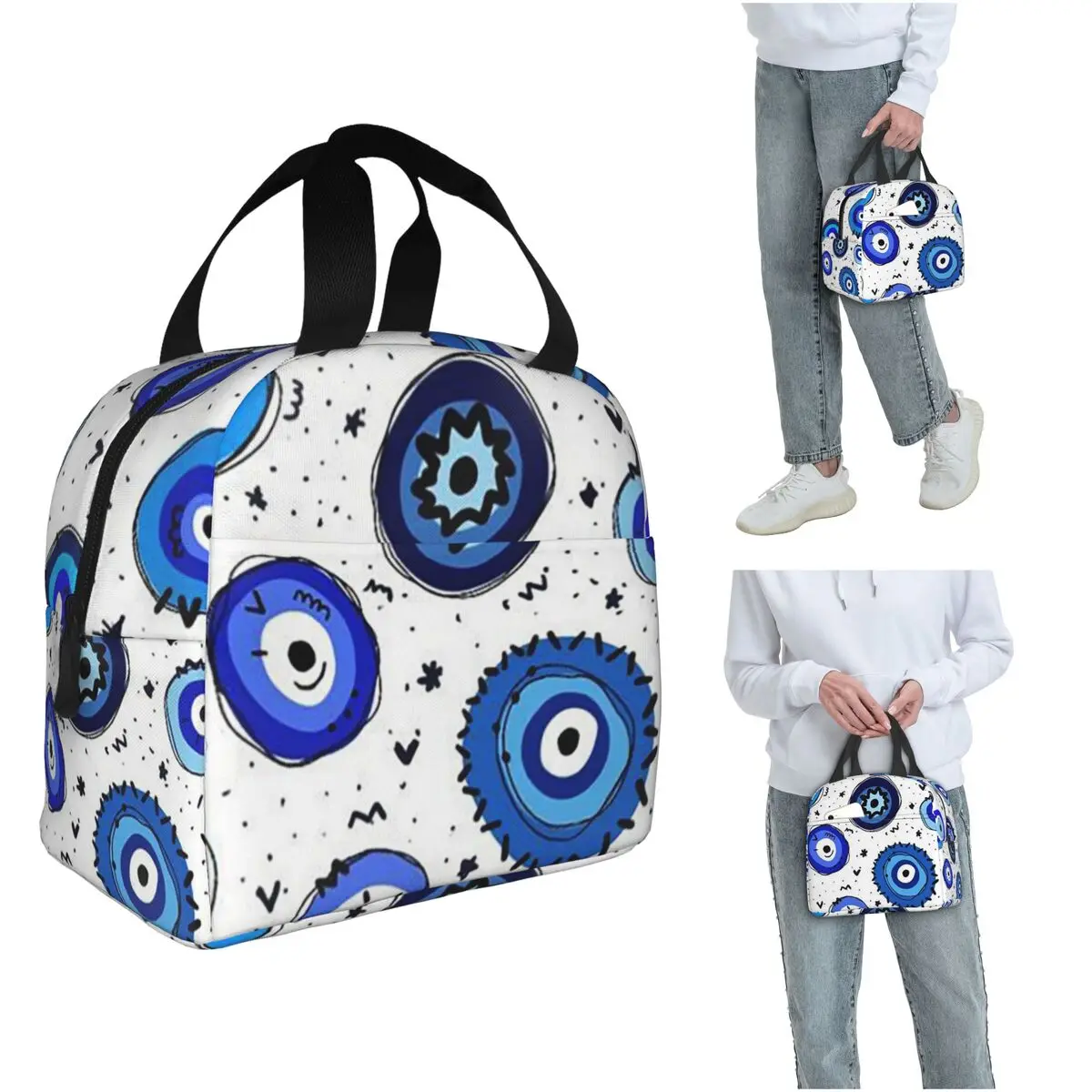 

Evil Eye Nazar Painting Insulated Lunch Bag for Kids School Cooler Thermal Food Box Tote Portable Lunch Boxes Container
