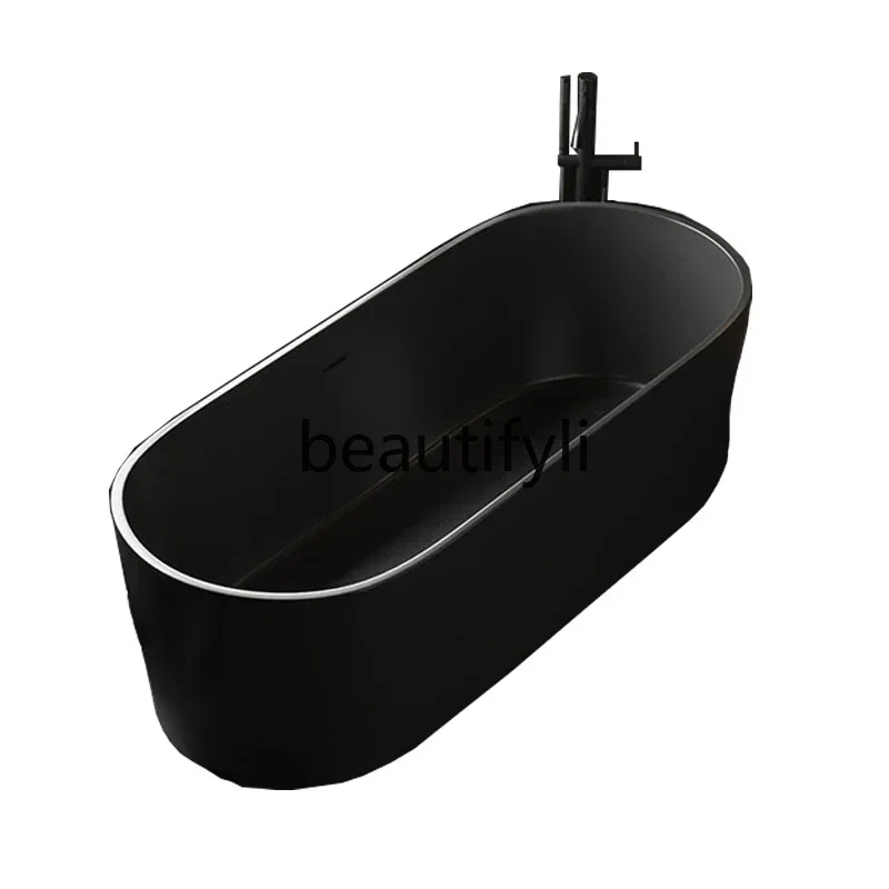 

Z189 Y ACreative matte black artificial stone freestanding integrated household Qimei stone double bathtub