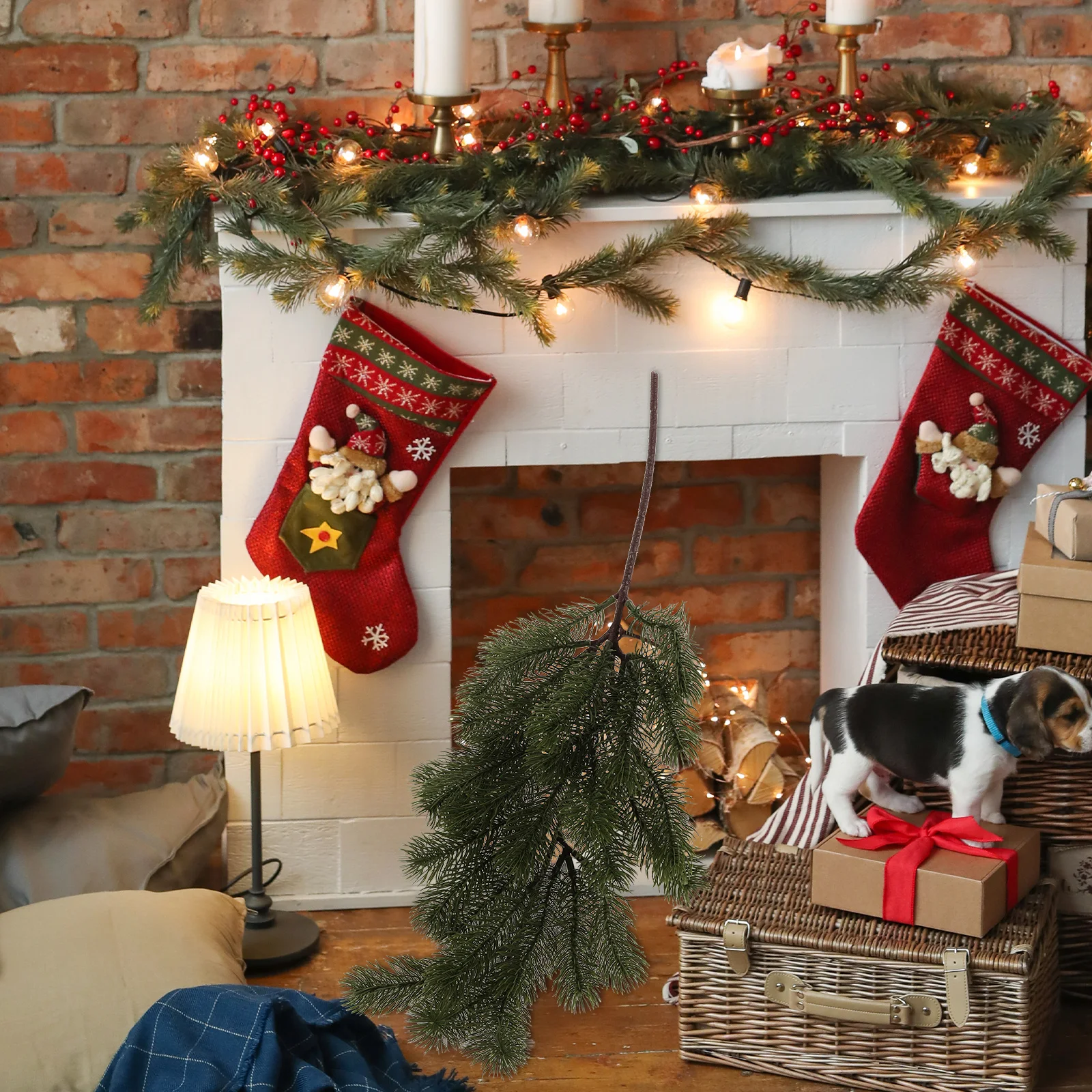 

Pine Teardrop Swag Christmas Door Decor Artificial Wreath with Realistic Pe Greenery DIY Holiday Wall Hanging for Home Festive