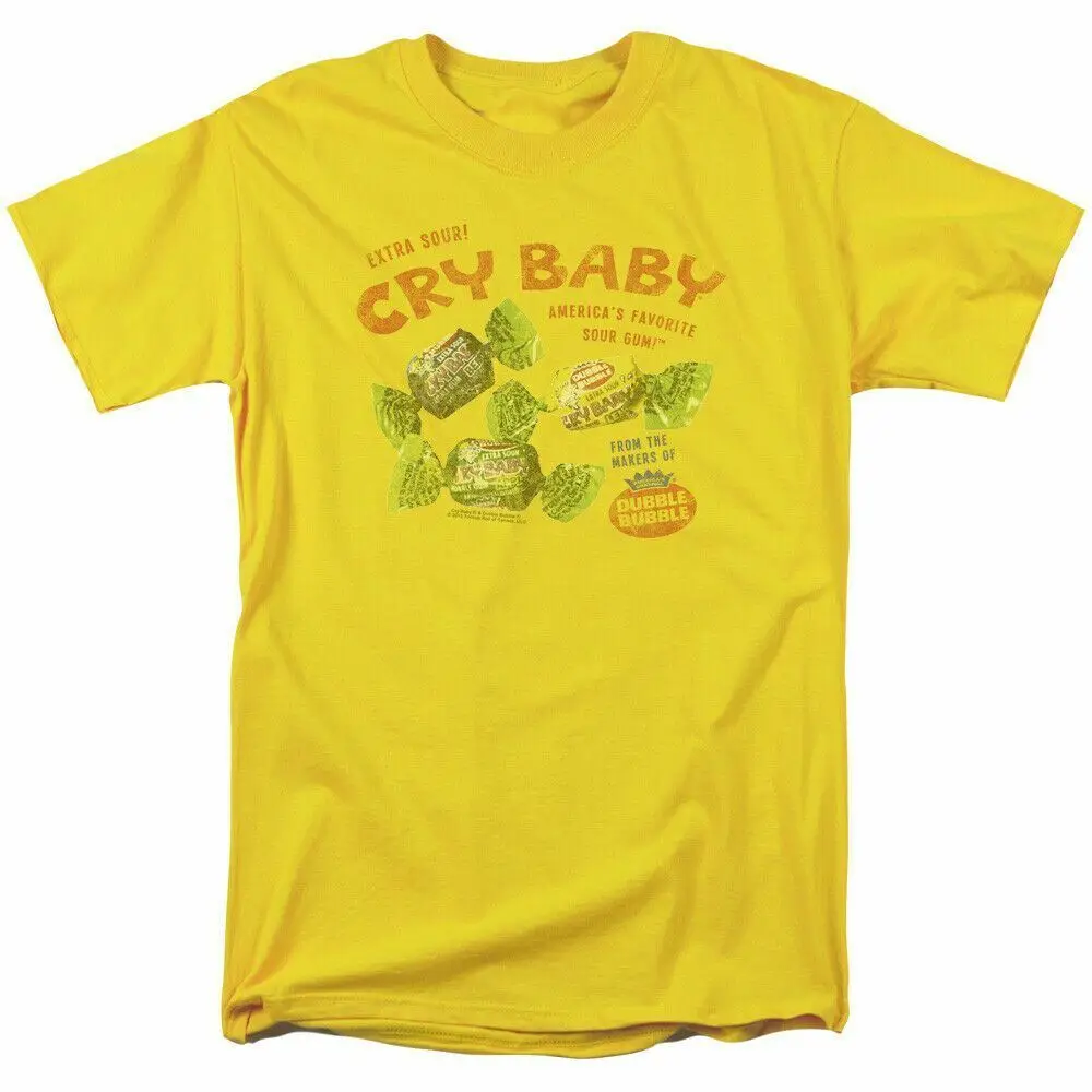 Camiseta Vintage para hombre, camisa con licencia de doblble Bubble, Candy Cry Baby Gum, color amarillo