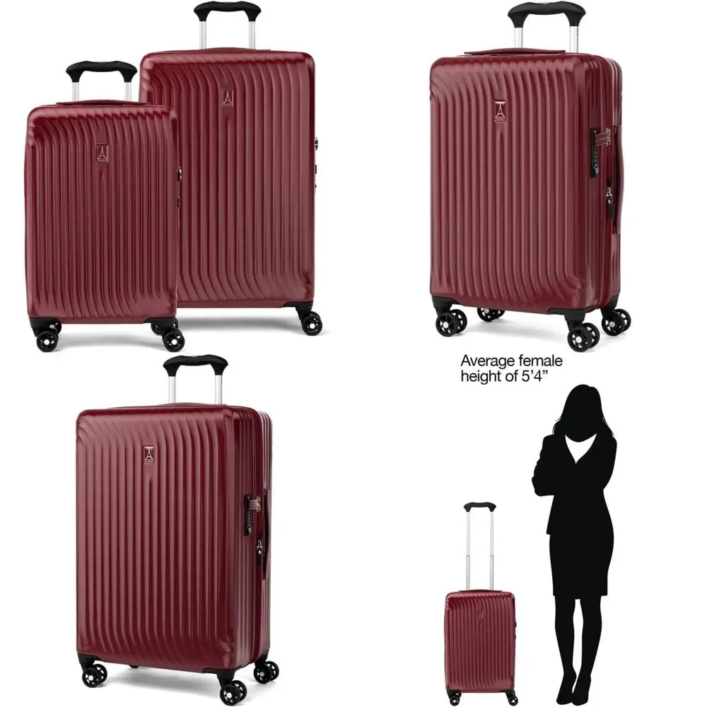 

two-piece lightweight expandable hardshell luggage set with 8 spinner wheels in cabernet color
