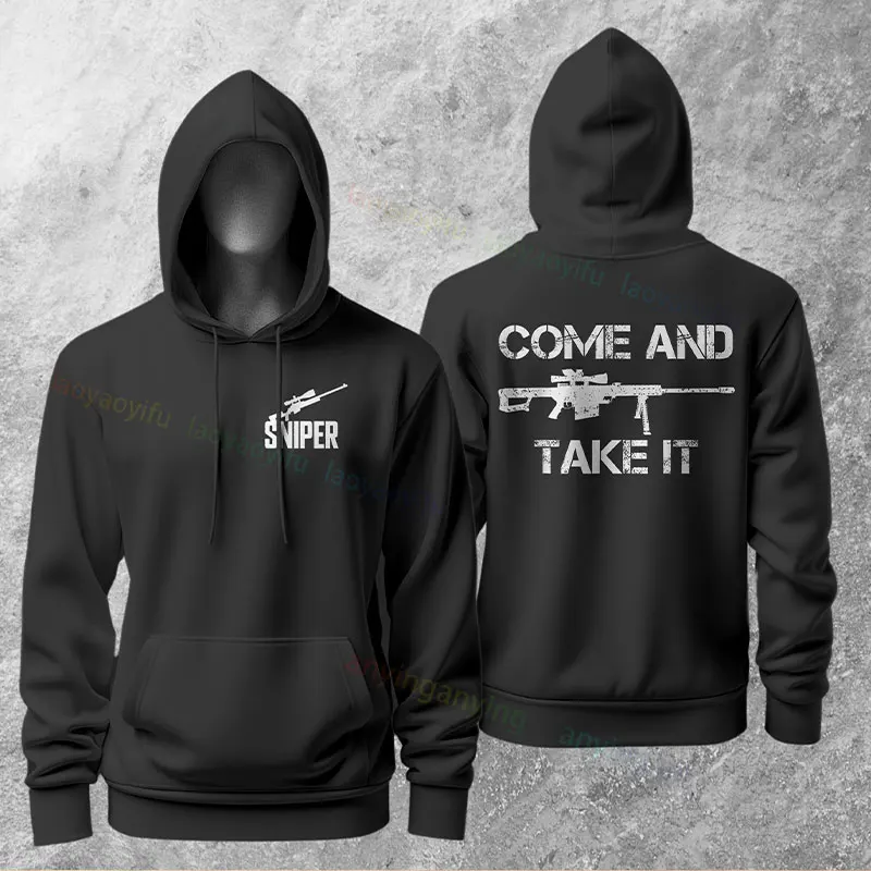 الرجال مضحك القديم قناص شعار جرافيك هوديس عارضة الفكاهة نمط طويل الأكمام البلوز هوديي مثالية لملابس الشارع في الهواء الطلق