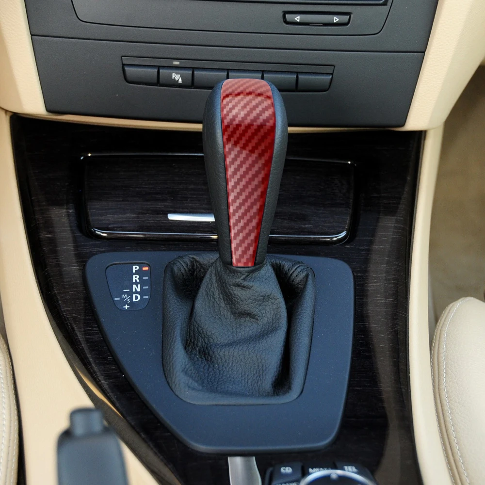 ABS Carbon Fiber Car Gear Head Shift Knob Cover Trim Sticker for BMW 3 Series E91 E90 E92 E93 2006-2012 Tuning Accessories