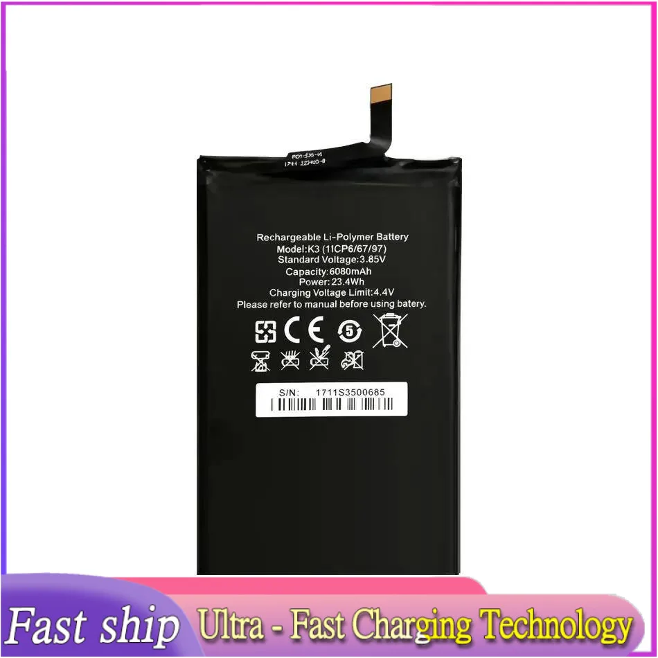Легкая замена премиум-класса 6080 мАч для аккумулятора мобильного телефона Oukitel K3
