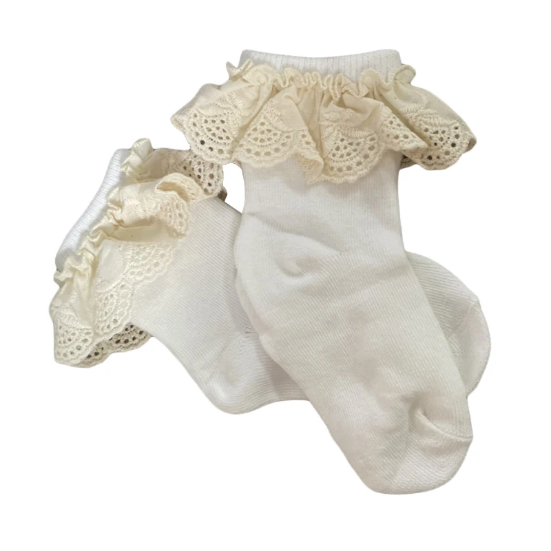 

Children Lace Ruffles Socks Kids Girls Lovely Mid-Tube Socks Princess Cute Breathable Elastic Mouth Socks