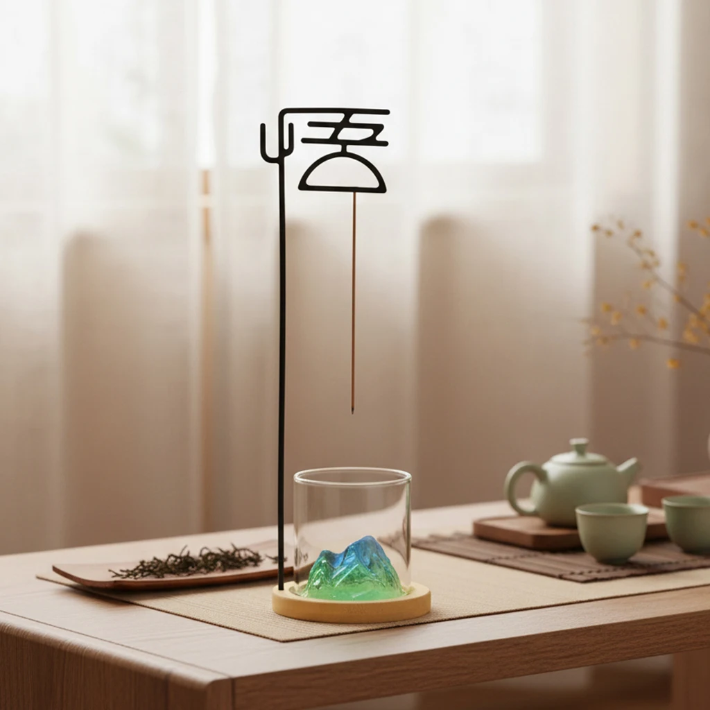 Chinesischer Wu-Räucherstäbchenhalter für Sticks, Glas, Berg-Räucherstäbchenhalter, Anti-Asch, fliegender Räuchergefäß mit Aschefänger