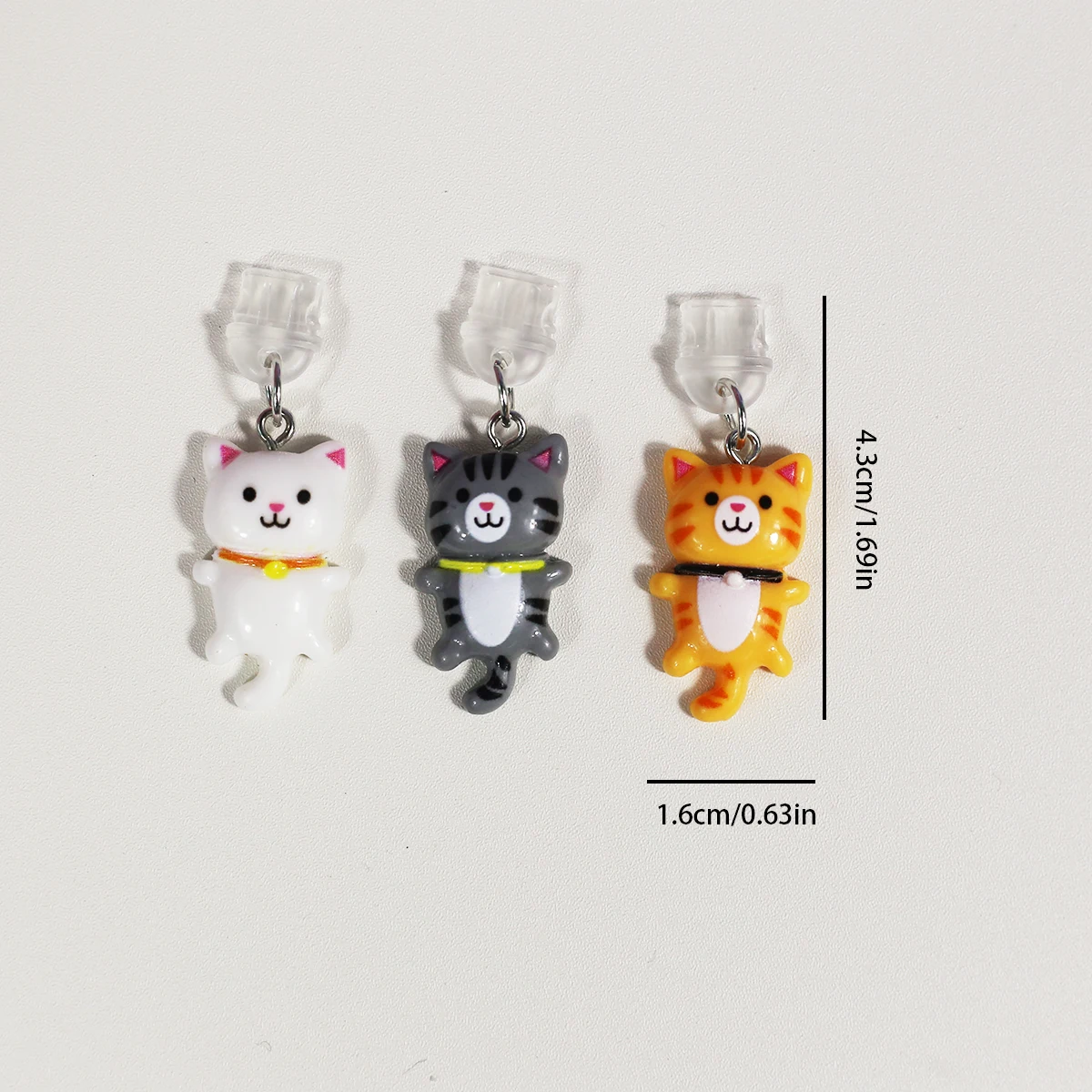 Three colors of cute cat dust plug accessories are suitable for decorating your phone with  for iPhone for Samsung Type-C