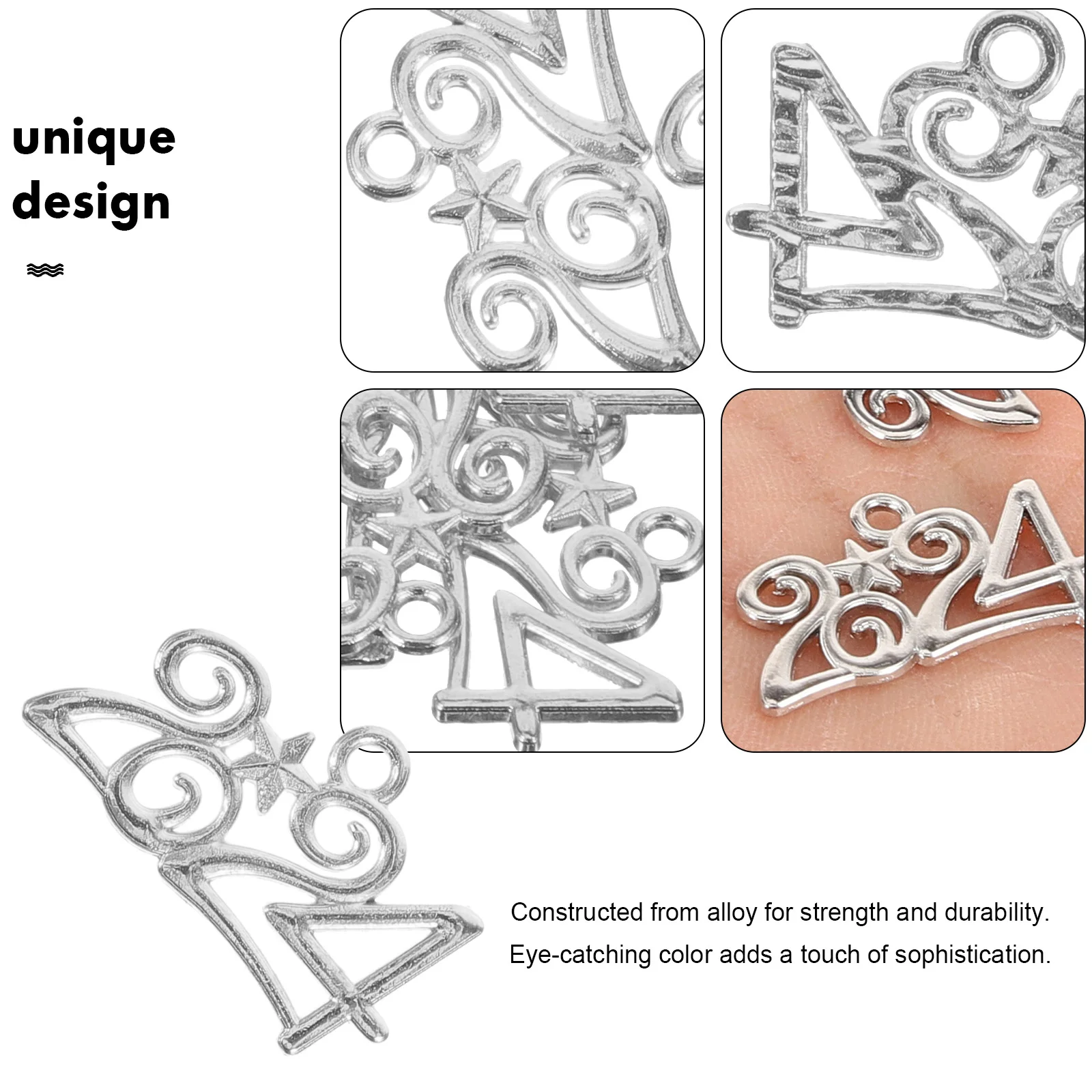 50 Pcs 2024 Pendant Charms for Ornaments Graduation DIY Jewelry New Year Number Pendants Mini