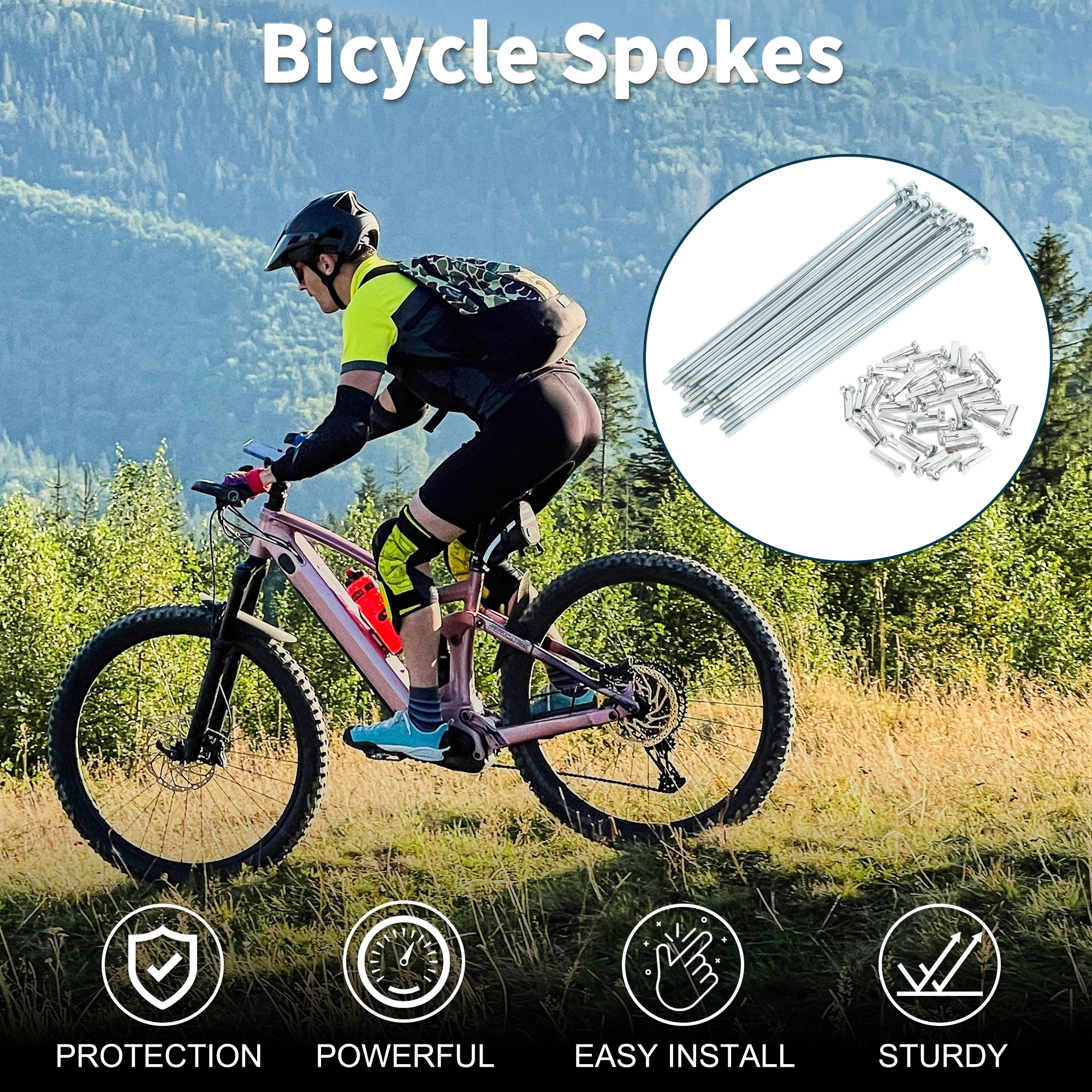 X Autohaux Fahrradspeichen Fahrrad-Radspeichen 14G 125mm 135mm 138mm 171mm 177mm 185mm 202mm 205mm Länge Kohlenstoffstahl Verzinkt – Detail 2