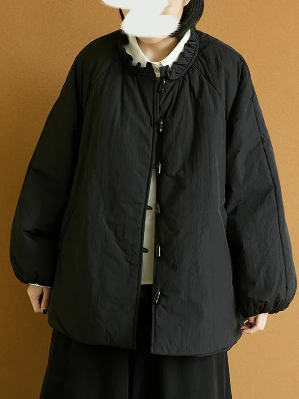 

New Chinese Sle Thiened Warm Cotton Jaet Women's Autumn Winter Loose plus Size Outerwear Sli Slimming Coat