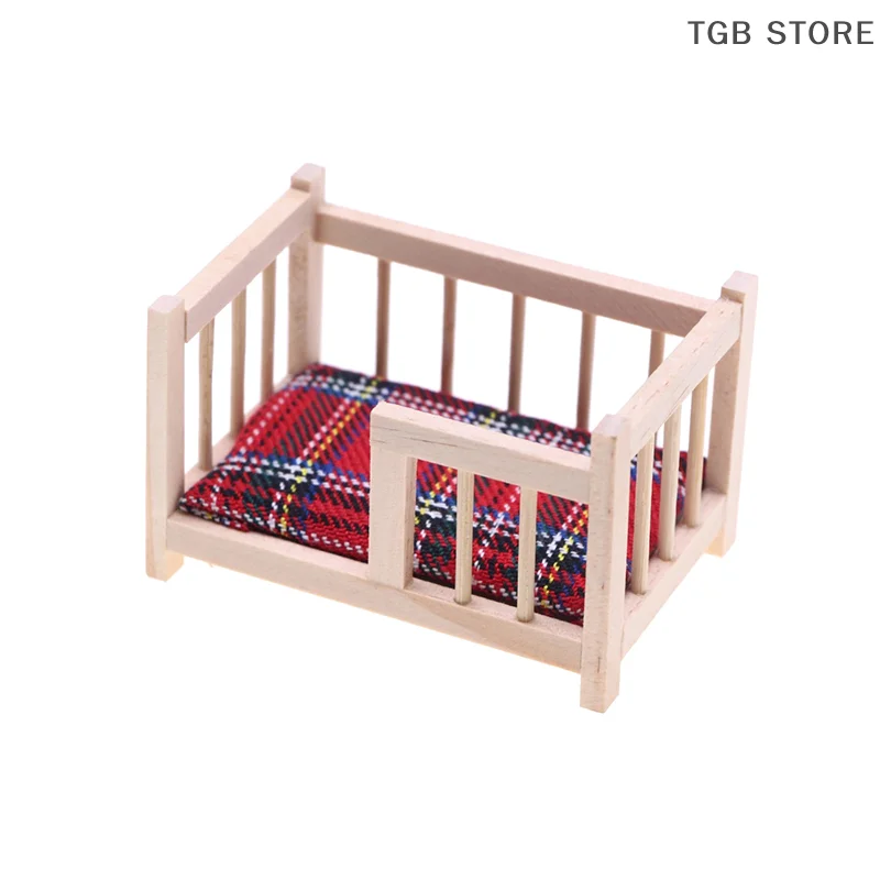 1:12 Babybedje Bed Babybedje Meubels Model Miniatuur Decor Speelgoed Poppenhuis Accessoires