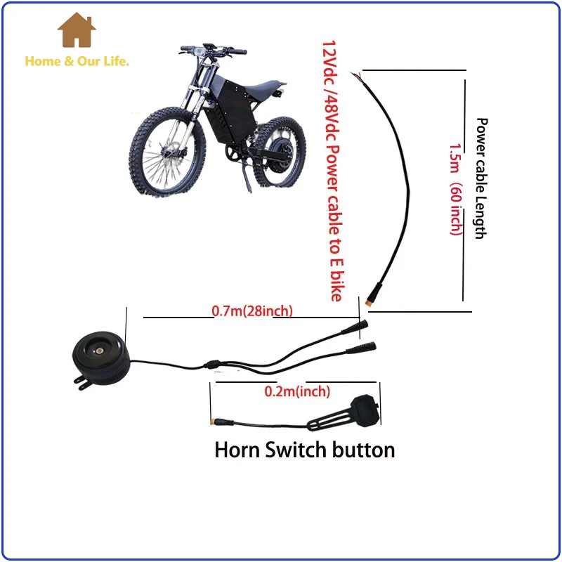 

12V 48V 60V F116 Ebike Horn Speical USE For Electrical Bike No Battery Inside Easy Mounting Fast Connection