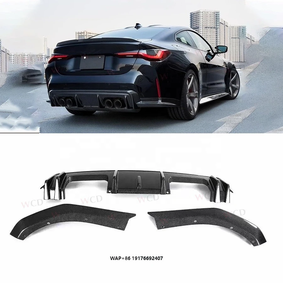 

3D Style Real Carbon Fiber Rear Diffuser With Splitter forBMW G80 M3 G82 M4 2021+Rear Bumper Lip Bodykit