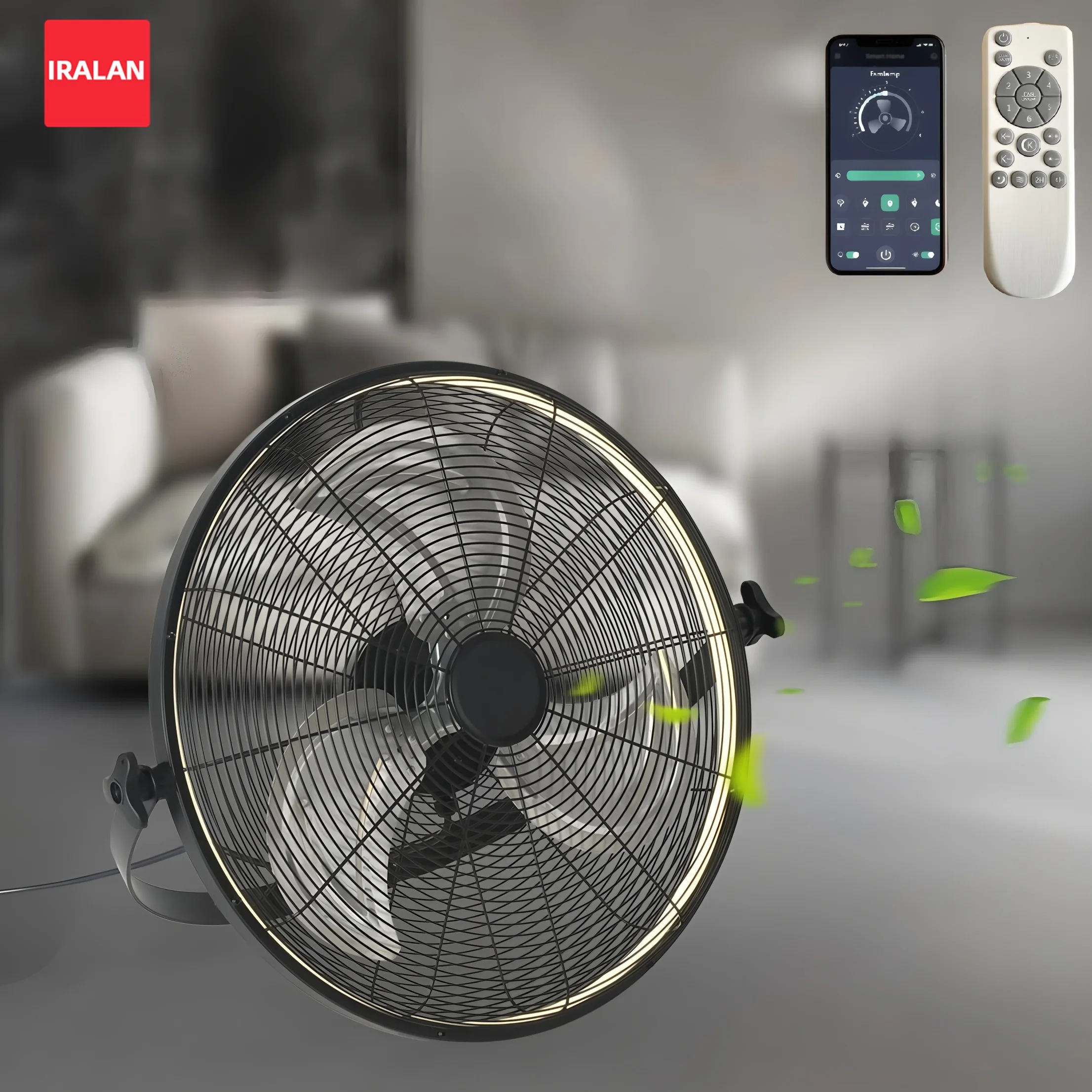 Cooler elektrischer Ventilator mit Licht, Fernbedienung, App-Dimmung, 6-Gang-Deckenventilator mit Licht, 360° °   Verstellbarer Standventilator/Deckenventilator mit Lampe