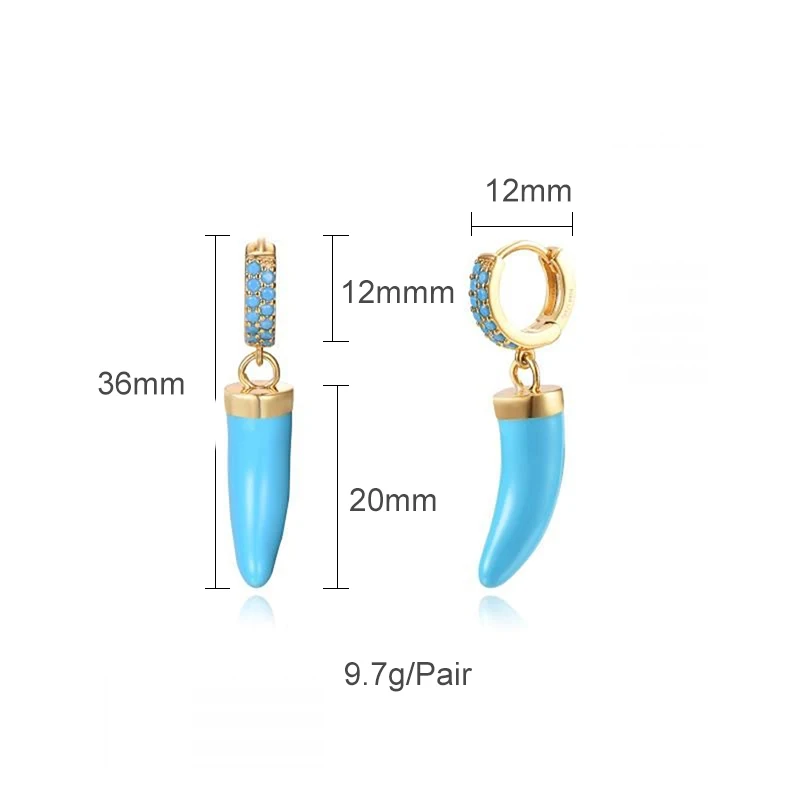 Crmya Earrings for Women Blue Zirconia Enamel Hoop Dangle Earrings Women Beach Vacation Jewelry Accessories Wholesale