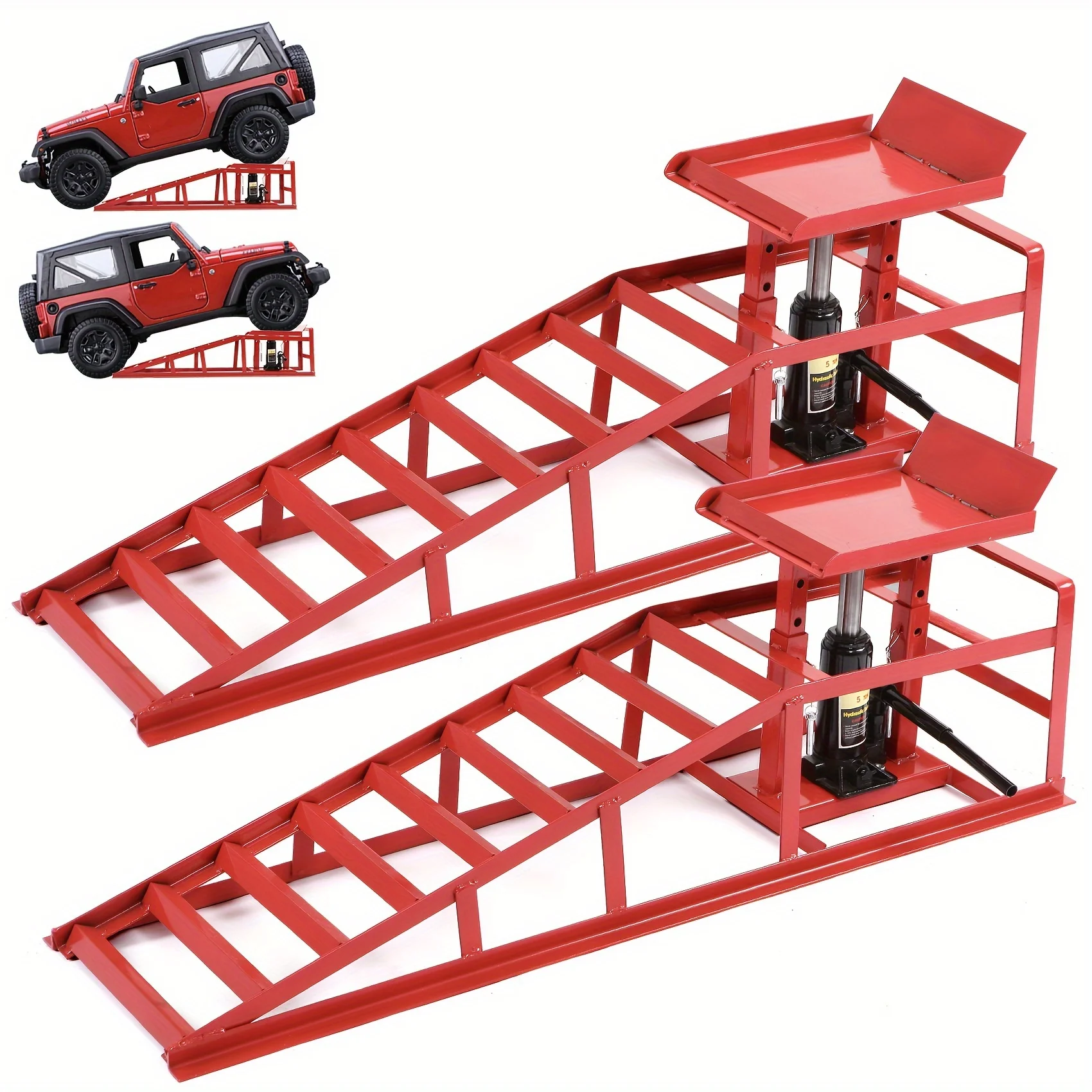 

Car Ramps 2 Pack Hydraulic High Lift Service Vehicle Ramps 5T 11023 Lbs Heavy Duty Steel Automotive Truck Wheel Ramps for Oil Changes with Support Jack for Repair Stores Auto Beauty Stores