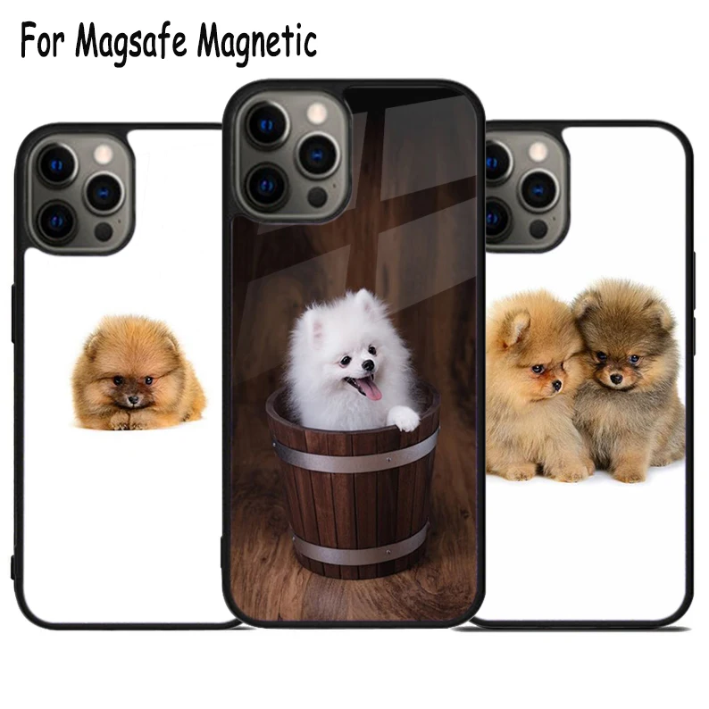 Pomeranian Dog Wireless Charge Magsafe Phone Case For iPhone 15 16 14 13 11 12 Pro Max Plus Magnetic Bumper Cover