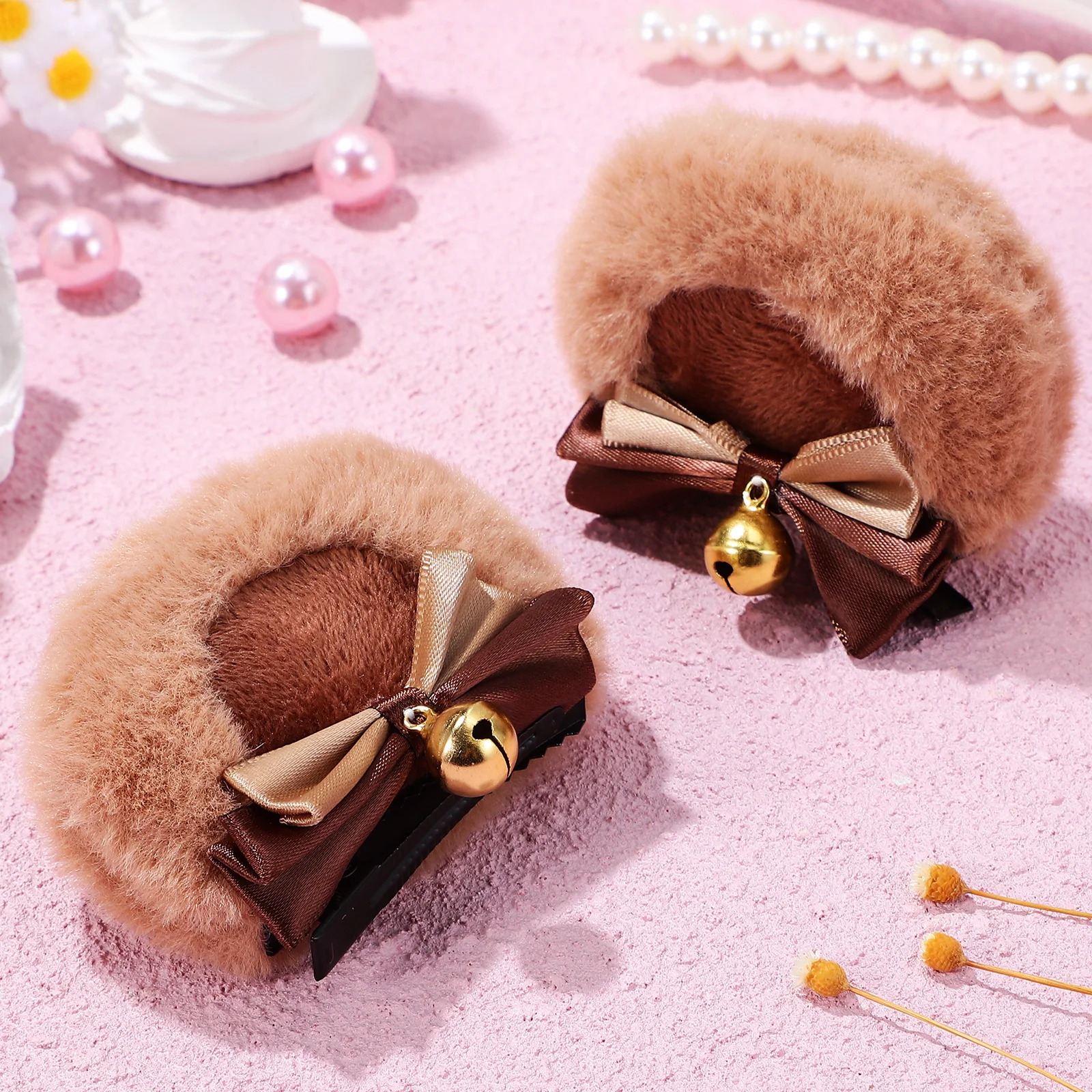 

Bear Ears Hair Clips Kawaii Accessories Polar Animal Women Adorable Bow Wedding Party Halloween