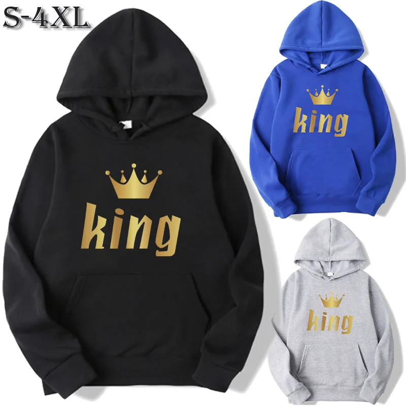 

Fashionable new men's sportswear classic king print hooded sweatshirt all season daily casual sports loose hooded jacket