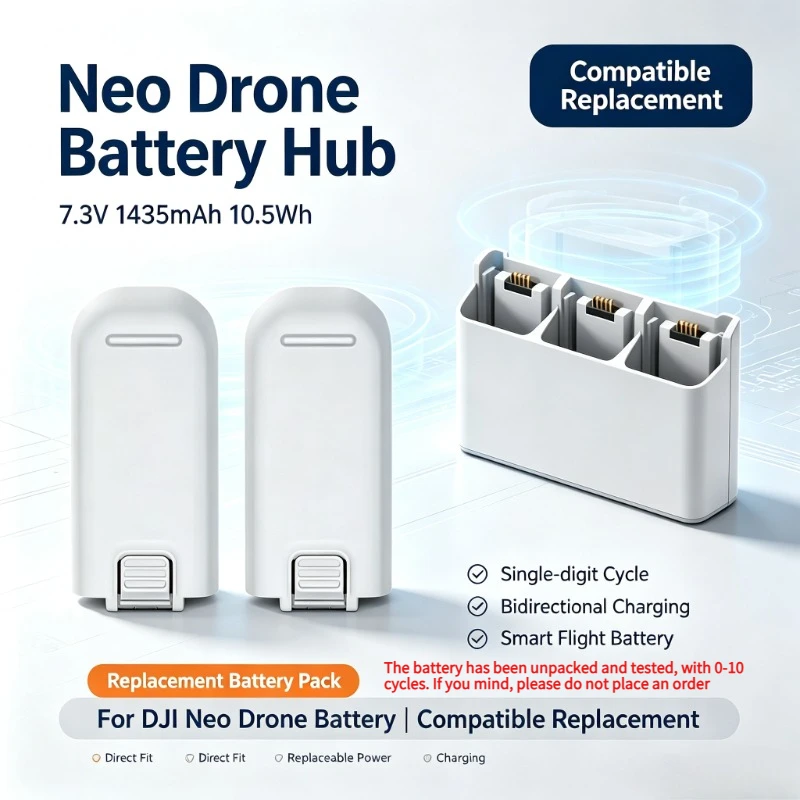 7.3V 1435mAh 10.5Wh Single-digit Cycle Intelligent Flight Battery for DJI Neo Drone Battery with Bidirectional Charging Hub