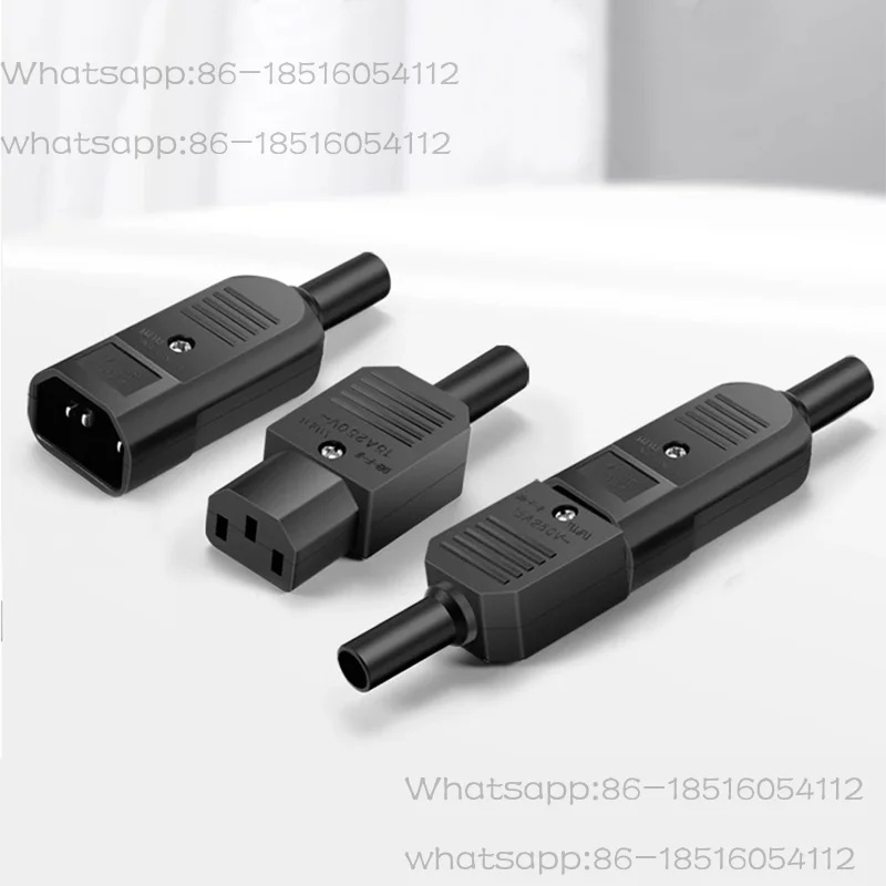 C13 C14 Electrical Power Socket Computer Mount Outlet 3 Pin IEC320 LED Rocker Switch Brass 10A Fuse Inlet Plug Connector 250v