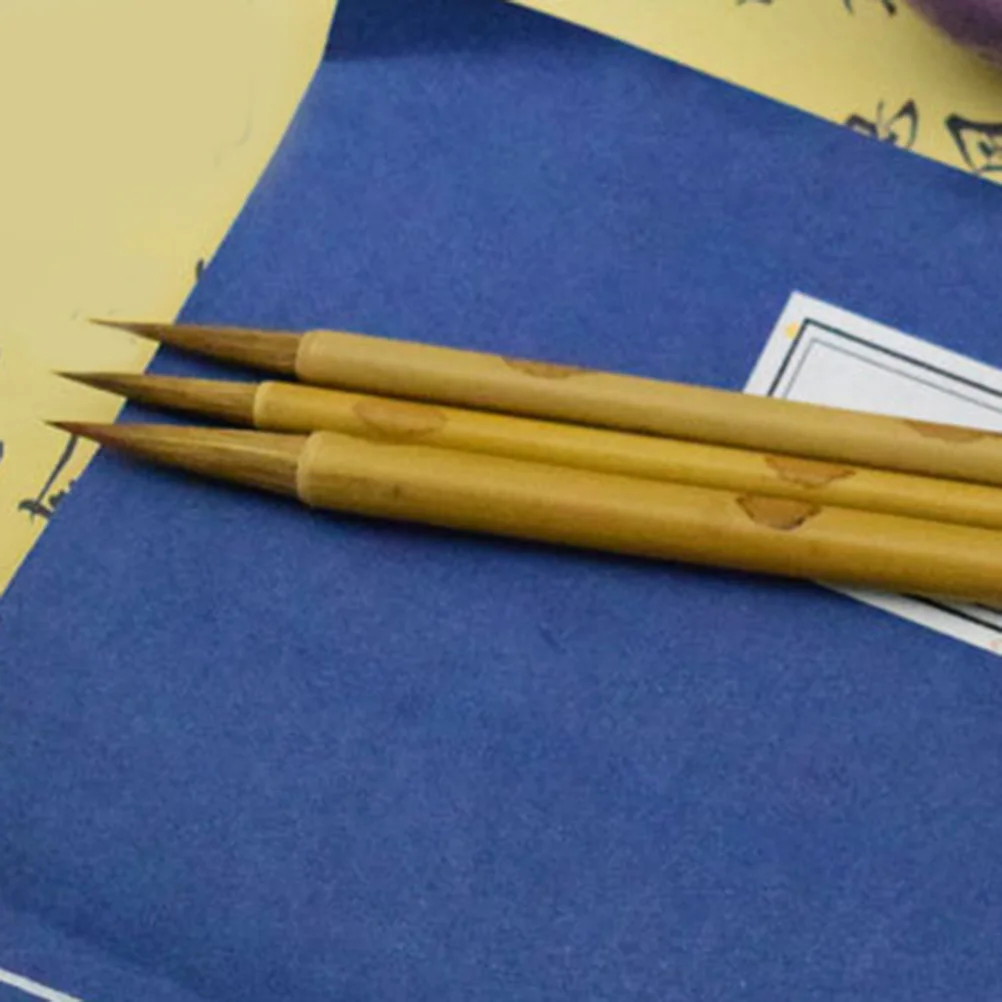 

3Pcs Wolf Hair Calligraphy Brushes Premium Chinese Painting Pens for Sumi Drawing Watercolor Line Art Flower Bird Tree Detail