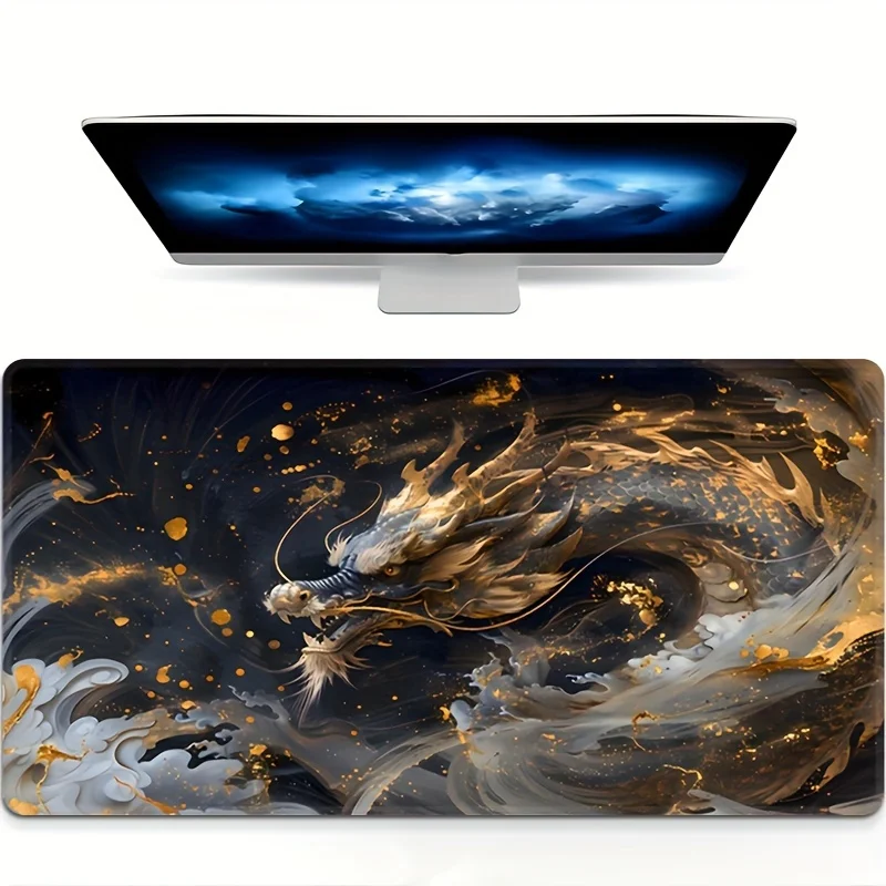 웅장한 검은 용 디자인 마우스 패드 대형 고무 미끄럼 방지 책상 액세서리 사무실 및 게이머 키보드 장식 매트용 마우스패드