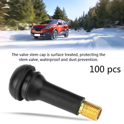 100Pcs Universal TR412 TR413 TR414 Snap-in Car Tubeless Tyre Valve Stems Rubber Alloy Vacuum Tire Air Valve for Auto Motorcycle