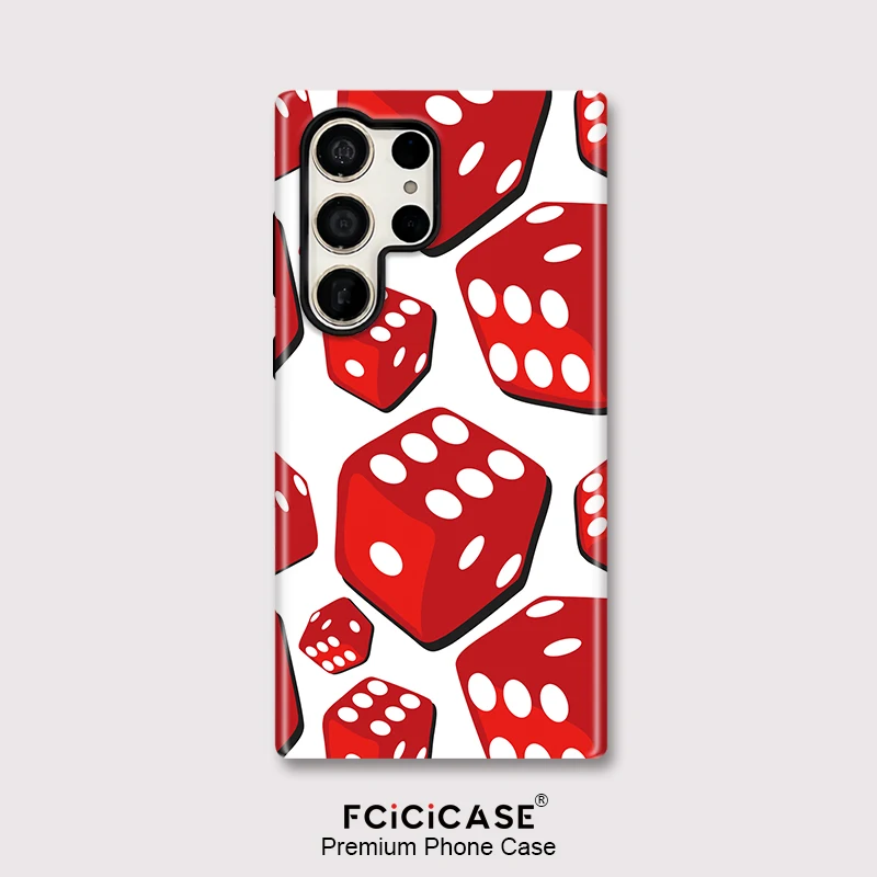 Fcicicase S26 Edge Dual Layer Phone Case For Samsung Galaxy S24 Ultra S20 FE S25 Plus S23 A56 A16 Dice Painting Bumper Cover