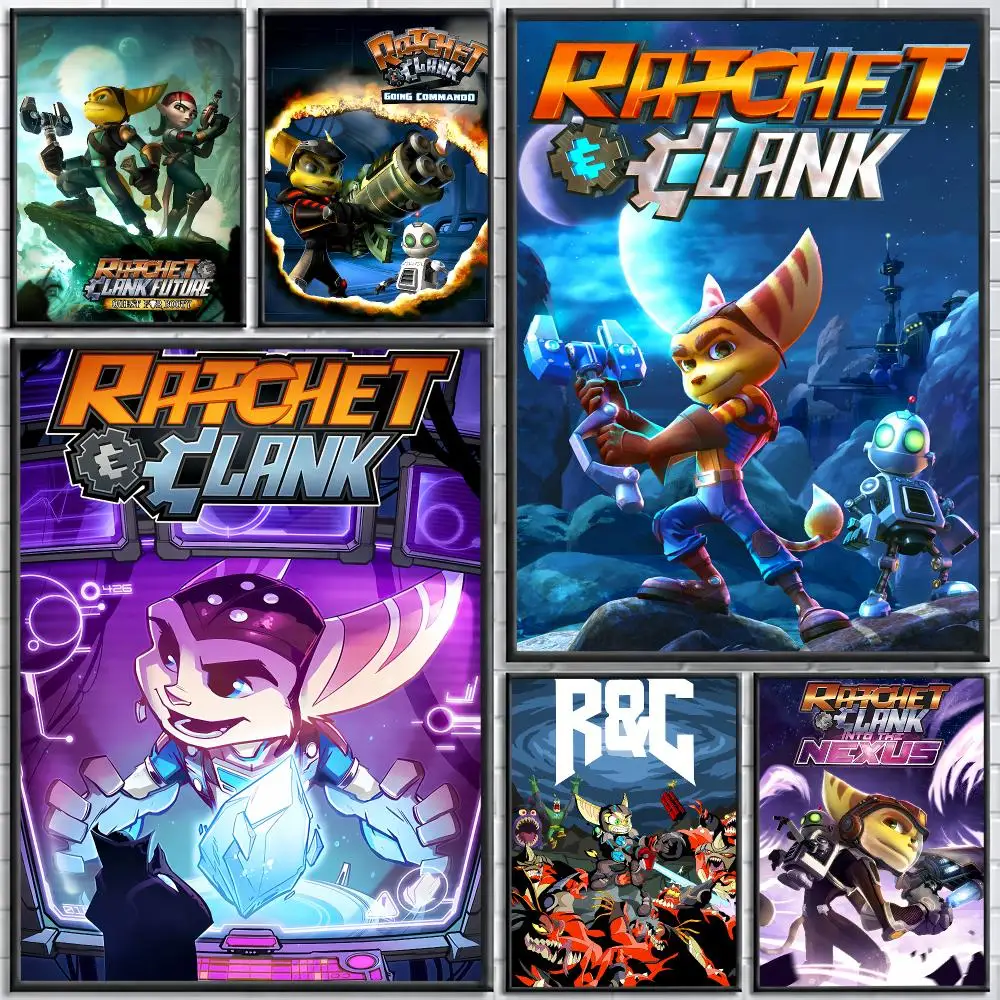 Game Ratchet & Clank Painting Calligraphy Stylish Canvas Poster Wall Art for Bedroom Living Room Study Home Decor Gift