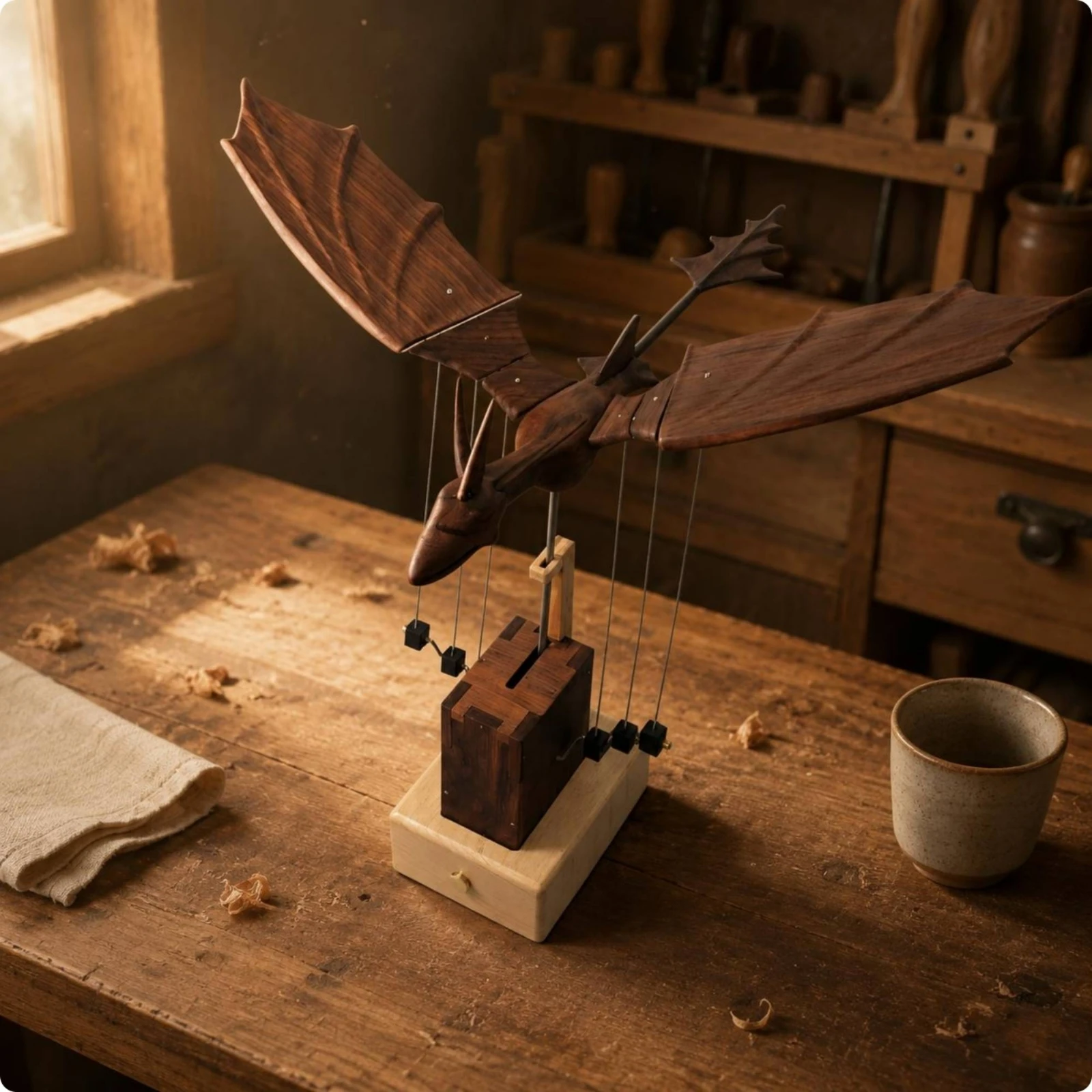 Wooden Dragon Statue Handmade Wooden Dragon Figurine Table Ornament Prosperity Home Decor Good Luck for Desk, Shelf view 5