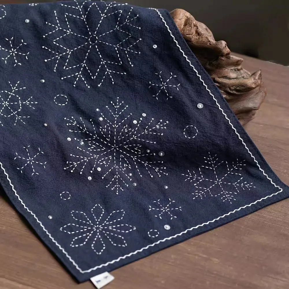 

Sashiko Kit for Tea Mat, Complete Beginner Embroidery DIY Set with Fabric, Thread, Needle, Coaster Craft