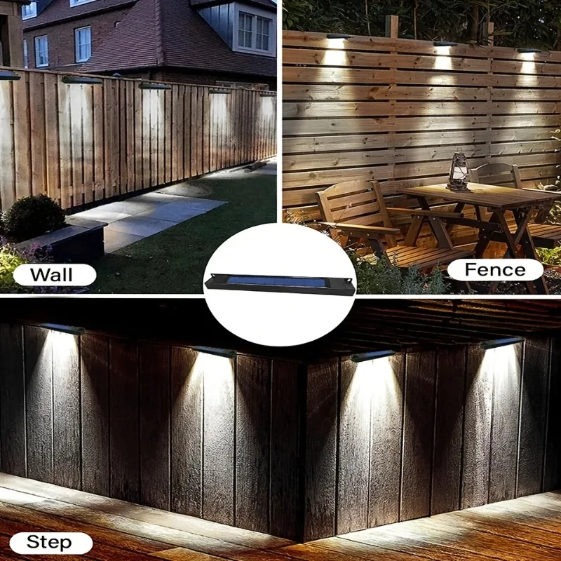 1/2/4Pcs Solar Sign Lights Outdoor LED Fence Lights Wall Lamp Solar Powered Light for Garden Yard Patio Balcony Staircase Decor