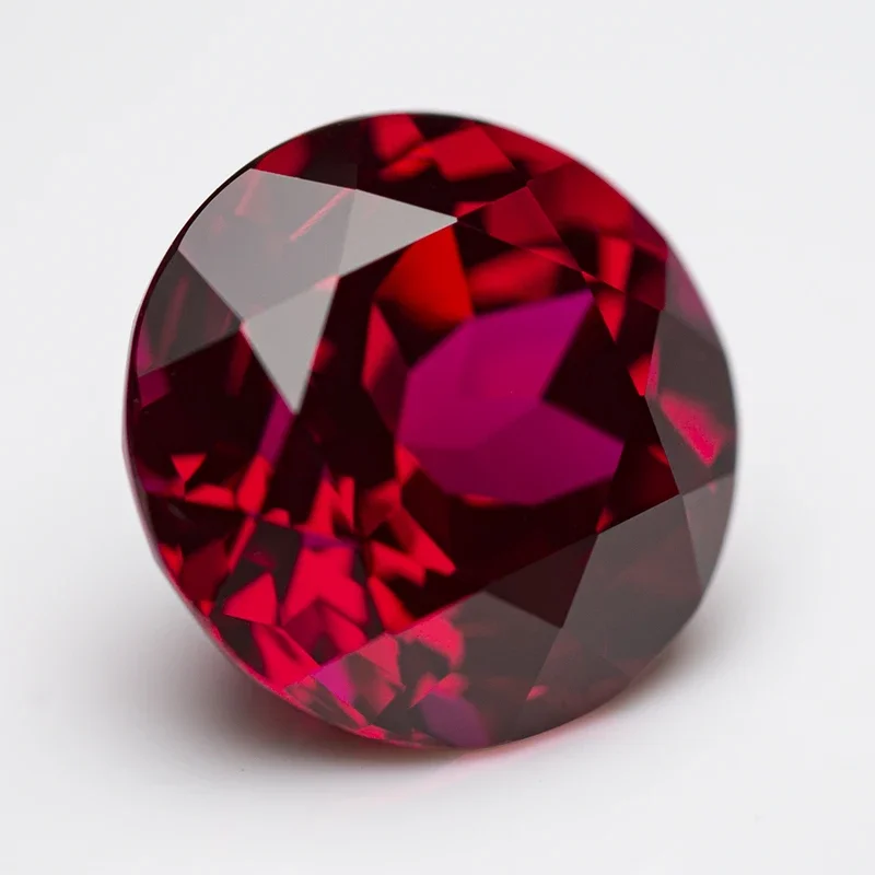 Lab Grown Ruby Round Shape Red Color Charm Beads for Diy Jewelry Making Pendant Ring Materials Selectable AGL Certificate