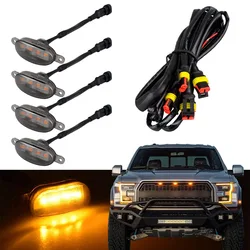 Kit de feux de calandre LED Raptor pour voiture, feux diurnes ambrés, 12V, Dodge Ram 1500 2013-2018 et Ford F150 Raptor 2004-2019