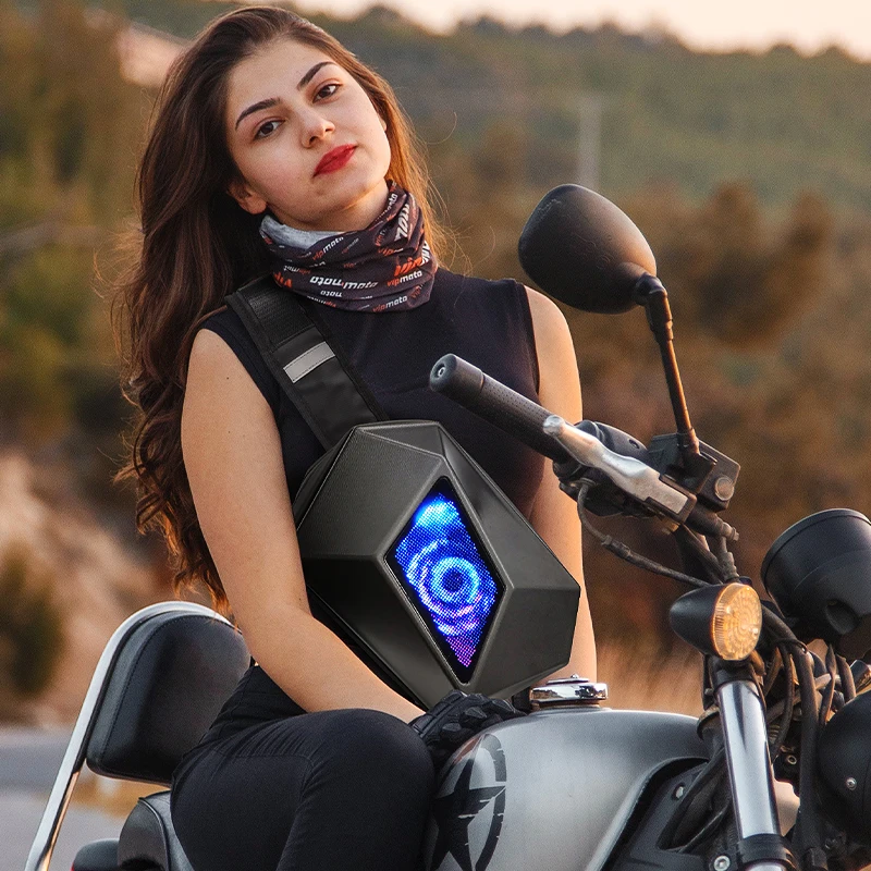 LED Smart Display Men Chest Bag Motorcycle Cycling Bag Travel Shoulder Bag Custom DIY Sport Crossbody Bags For Woman