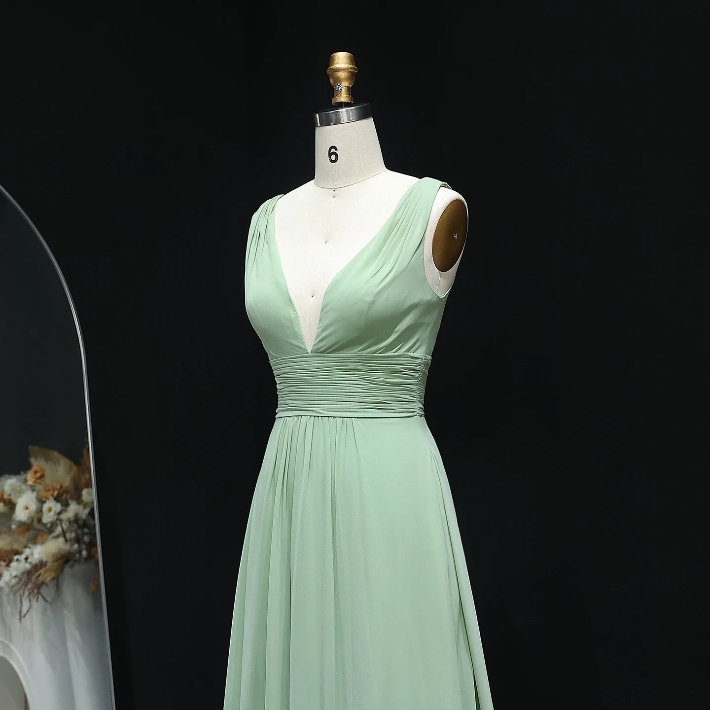 Sharon Said Элегантное зеленое платье подружки невесты с v-образным вырезом и оборками, длинное платье 2025 года для свадебного случая BS263, по индивидуальному заказу