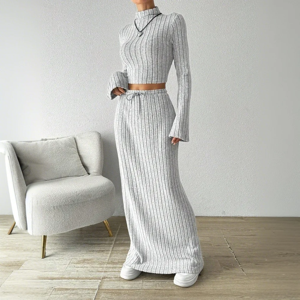 

Женский простой повседневный модный комплект, осень/зима 2022, новый универсальный вязаный комплект из двух предметов для пригородных поездок