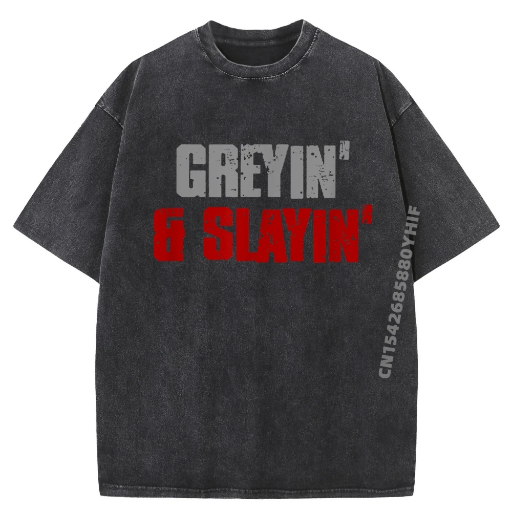 

Greyin Slayin Confident Stylish Successful Aging Awesome Luxury Clothing Winter Shirts For Men Illustration Washed Shirt