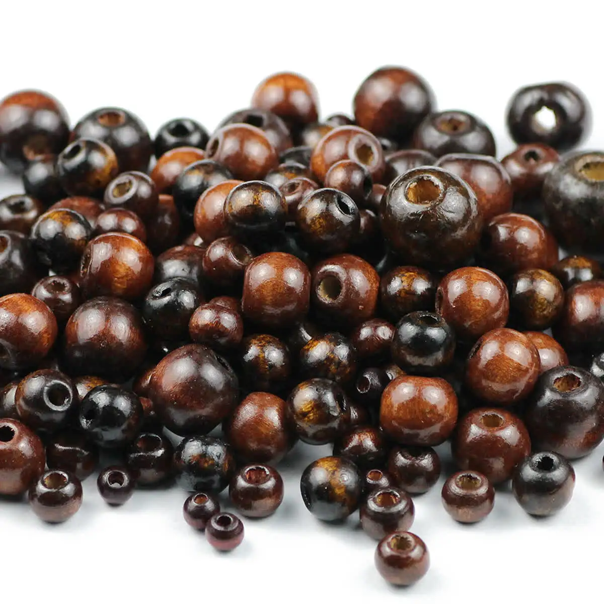 WLYeeS 5 to 20mm Brown Wooden Spacer Beads Natural Wood Loose Bead For Jewelry Bracelet Necklace Handmade DIY Ball accessories
