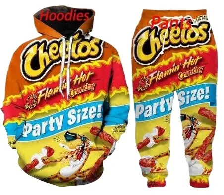 New Men/Womens cheetos Funny 3D Print Fashion Tracksuits Crewneck hoodie Joggers Pants + Hoodies TZ09