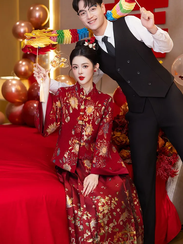 New Chinese-style toasting dress bride's large-sized engagement and wedding that covers the