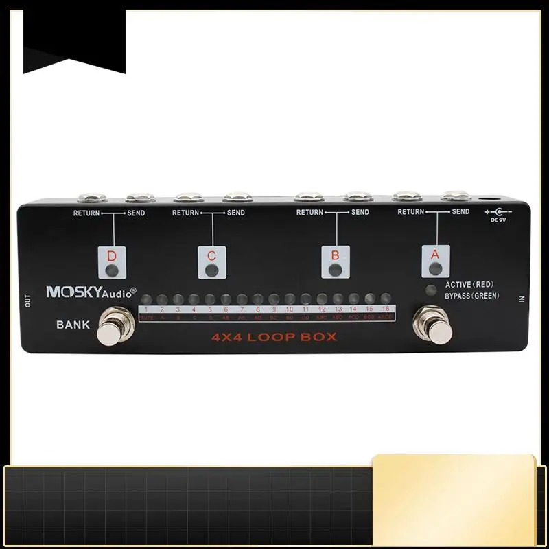 MOSKY Guitar Effects Pedal For Electric Guitar Bass- 4X4 LOOP BOX Effect Controller Featuring 16 Program Options-N33R