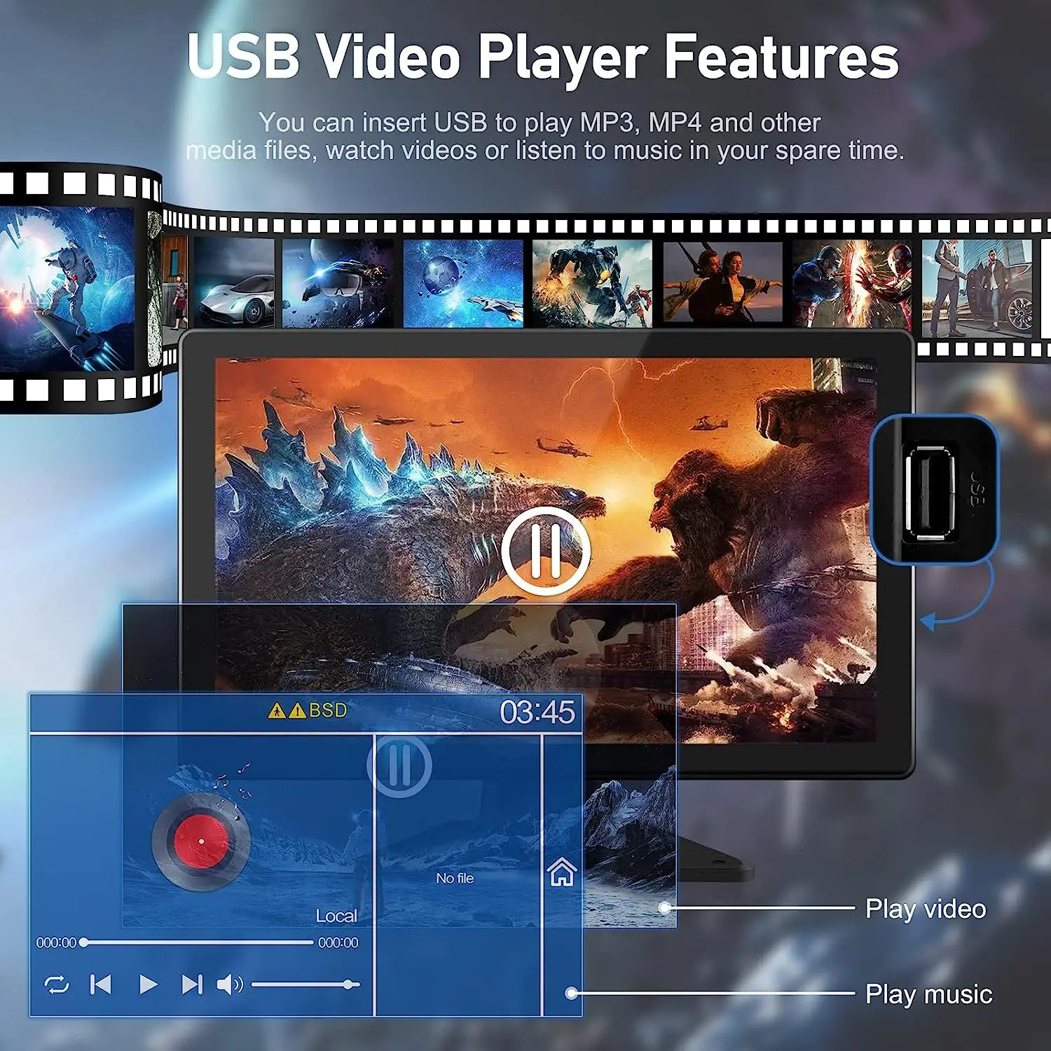 شاشة رباعية شاشة تعمل باللمس من iPoster 10.1 بوصة مع كشف BSD AI مدمج DVR حلقة تسجيل 12-36 فولت لشاحنة قافلة Rv #2