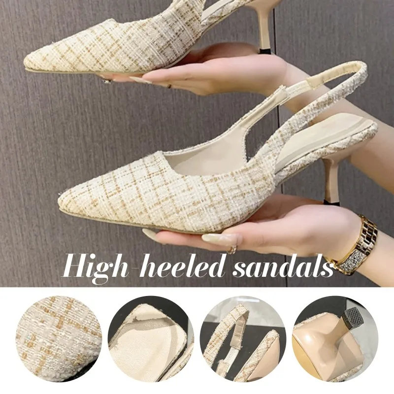 Women Sandals Knitted Platform Women Shoes Heels Pointed-Toe Party Slippers Summer Stiletto Sandals Women talons femme