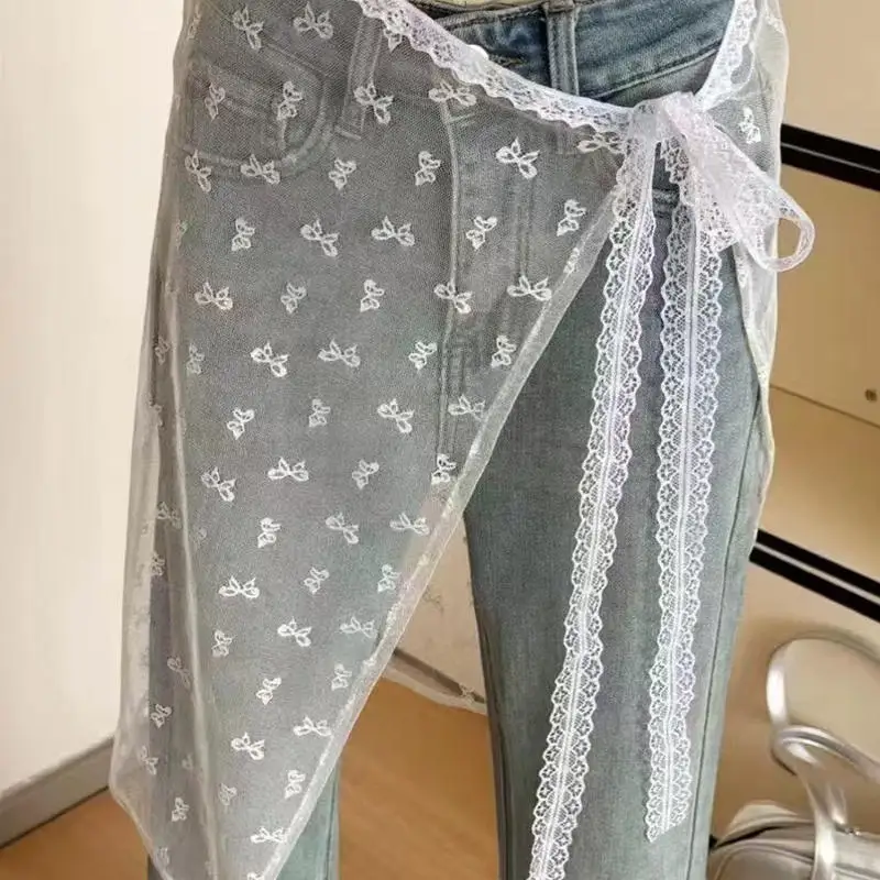 Sciarpa Bandana estiva in pizzo resistente Sciarpa a triangolo stile coreano Cintura in vita Boho per ragazze Accessori fotografici in campagna