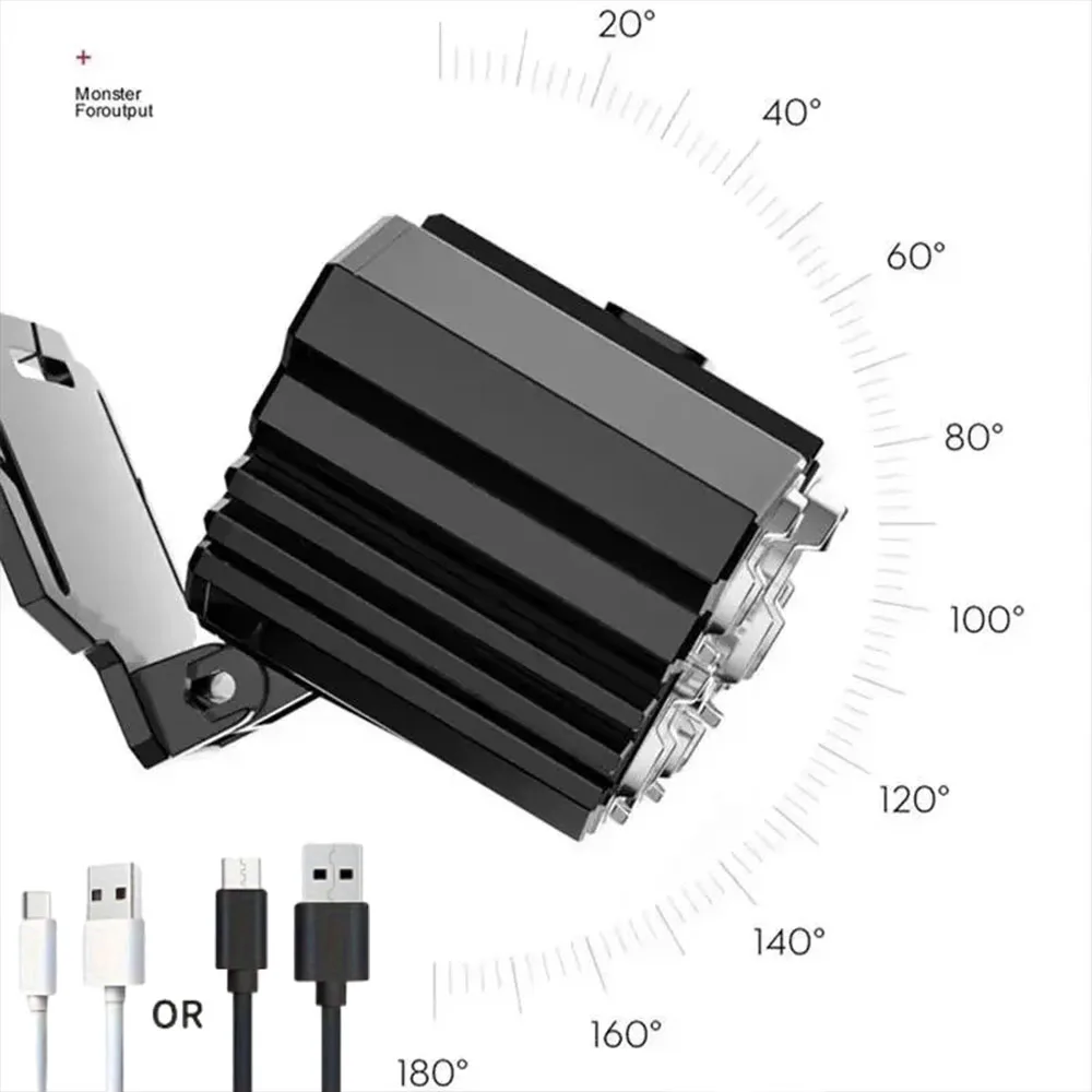 5 LED faro potente USB ricaricabile lampada testa torcia pesca campeggio torcia lanterna batteria incorporata impermeabile