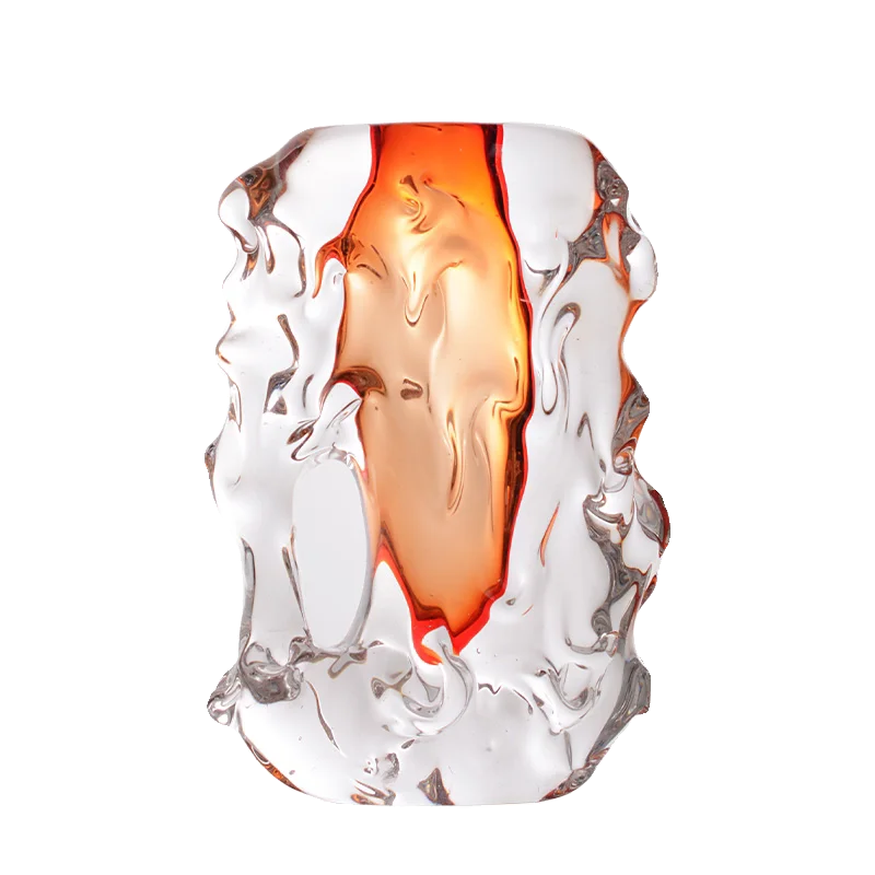 Abstract art flower ware, light luxury high-end glazed vase, transparent crystal thickened glass ornament