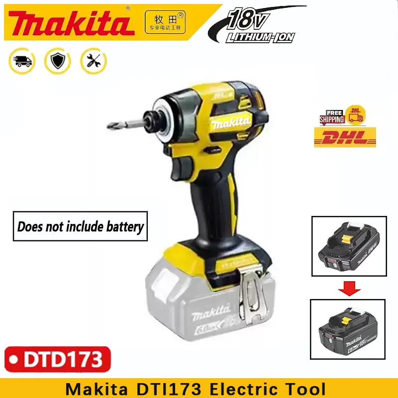 

18V Original Makita DTD173 18V Brushless Impact Driver Lithium Cordless Electric Drill Power Tool Multifunction Household Tool