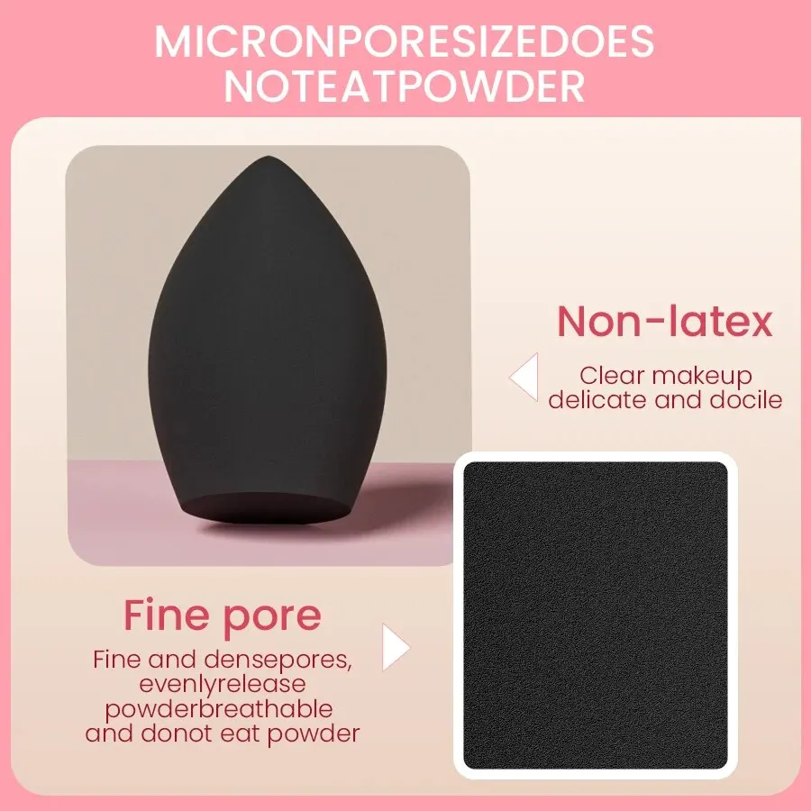 6 مجموعات من إسفنجة المكياج المكونة من قطرات الزيتون الأسود، جافة ورطبة، سهلة التنظيف، مناسبة لسيناريوهات متعددة